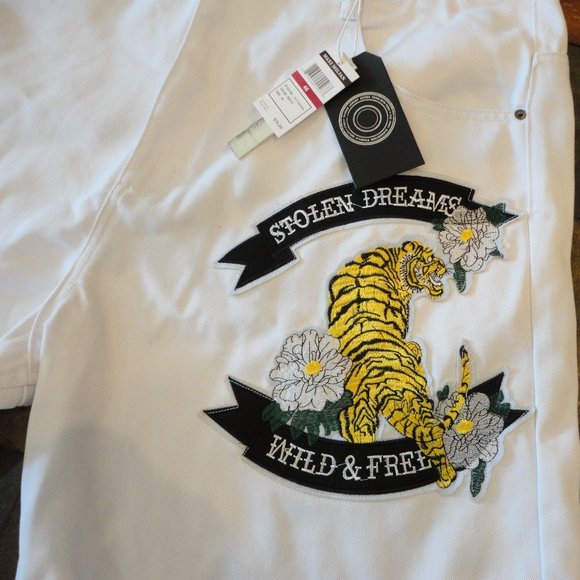 MAXI MILIAN Men's White Denim Shorts "Stolen Dreams Wild & Free" Size 46 NWT!! - Picture 2 of 6